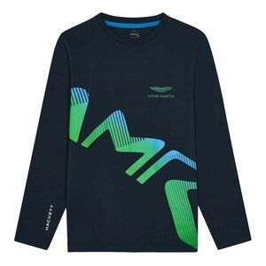 Hacker London Aston Martin Boys Logo Long Sleeve Top in Navy, Size 2